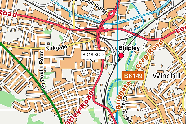 BD18 3QD map - OS VectorMap District (Ordnance Survey)