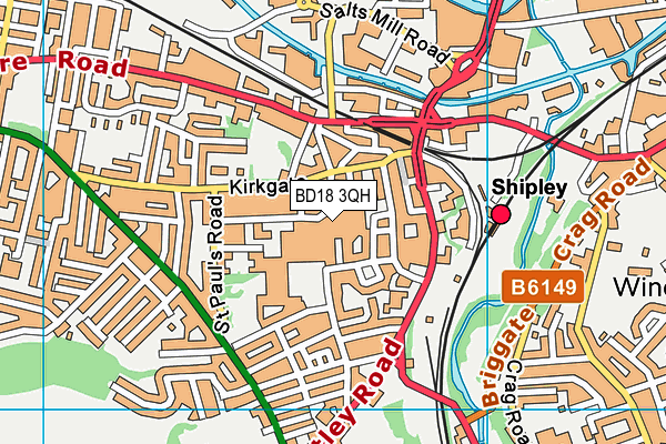 BD18 3QH map - OS VectorMap District (Ordnance Survey)