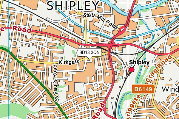 BD18 3QN map - OS VectorMap District (Ordnance Survey)