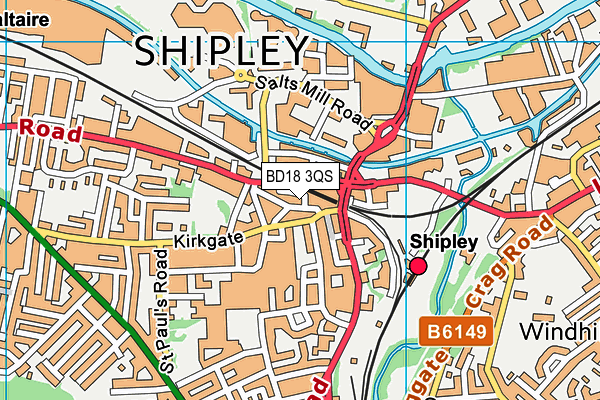 BD18 3QS map - OS VectorMap District (Ordnance Survey)