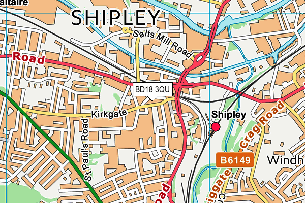 BD18 3QU map - OS VectorMap District (Ordnance Survey)