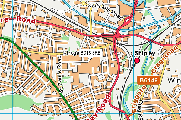 BD18 3RB map - OS VectorMap District (Ordnance Survey)