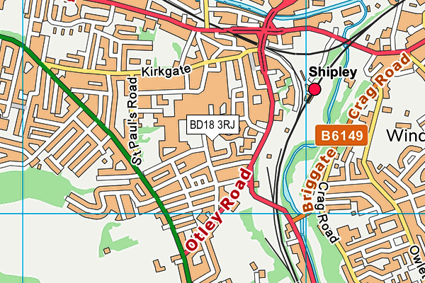 BD18 3RJ map - OS VectorMap District (Ordnance Survey)