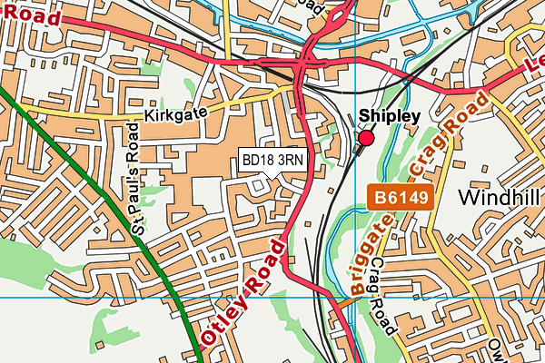 BD18 3RN map - OS VectorMap District (Ordnance Survey)