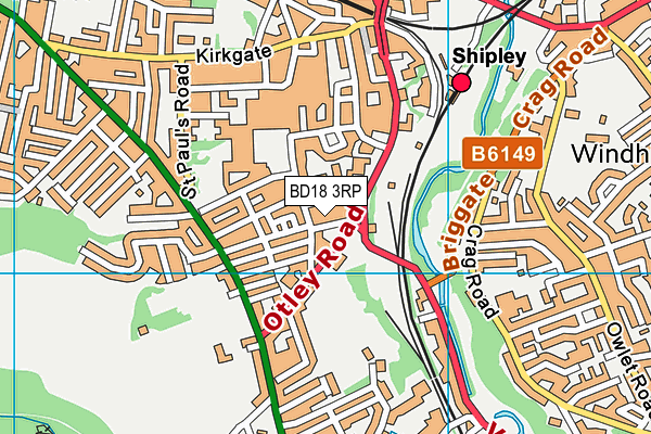 BD18 3RP map - OS VectorMap District (Ordnance Survey)