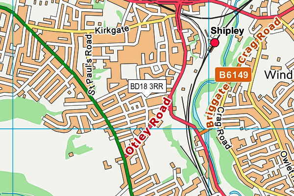 BD18 3RR map - OS VectorMap District (Ordnance Survey)