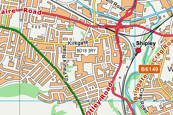 BD18 3RY map - OS VectorMap District (Ordnance Survey)