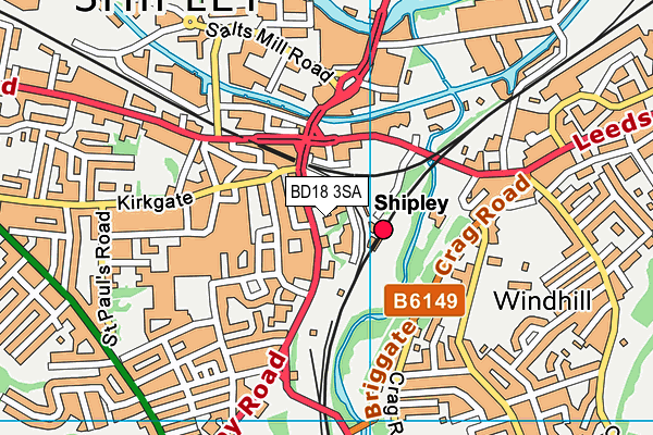 BD18 3SA map - OS VectorMap District (Ordnance Survey)