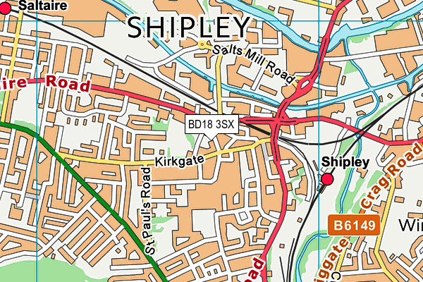 BD18 3SX map - OS VectorMap District (Ordnance Survey)