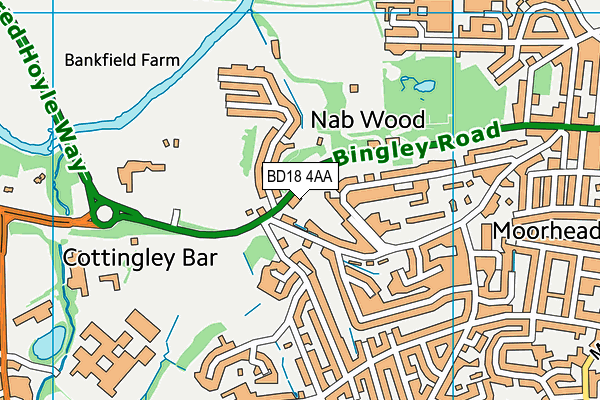 BD18 4AA map - OS VectorMap District (Ordnance Survey)