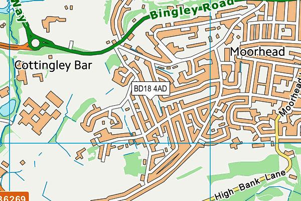 BD18 4AD map - OS VectorMap District (Ordnance Survey)