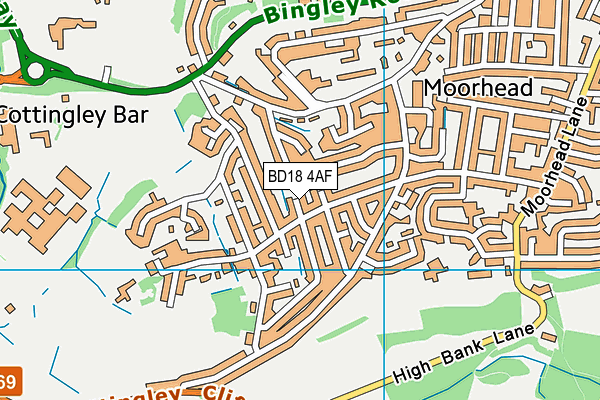 BD18 4AF map - OS VectorMap District (Ordnance Survey)