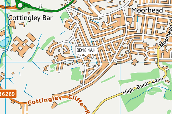 BD18 4AH map - OS VectorMap District (Ordnance Survey)