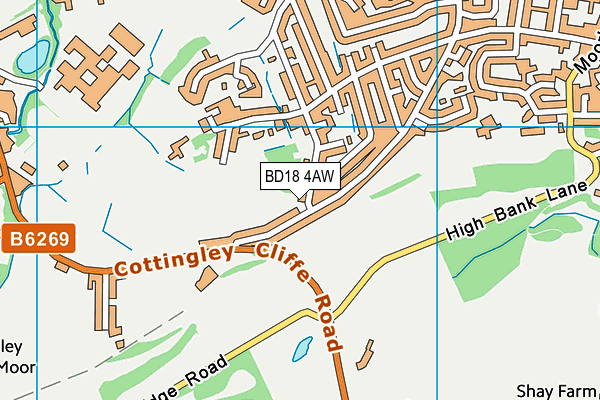 BD18 4AW map - OS VectorMap District (Ordnance Survey)