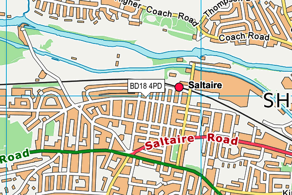 BD18 4PD map - OS VectorMap District (Ordnance Survey)