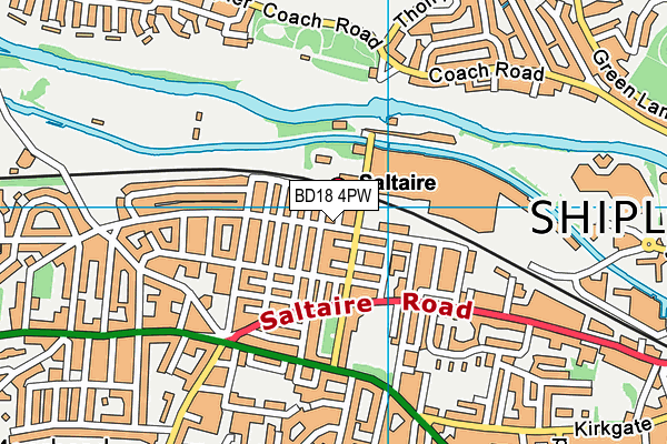 BD18 4PW map - OS VectorMap District (Ordnance Survey)