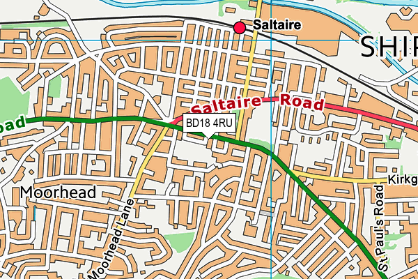 BD18 4RU map - OS VectorMap District (Ordnance Survey)