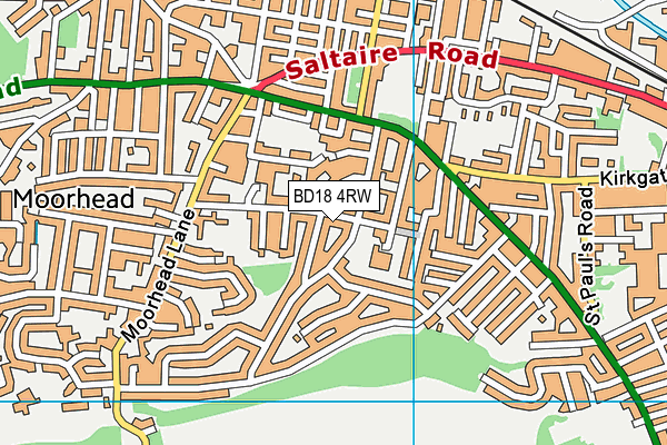 BD18 4RW map - OS VectorMap District (Ordnance Survey)