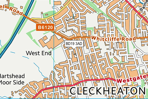 BD19 3AD map - OS VectorMap District (Ordnance Survey)