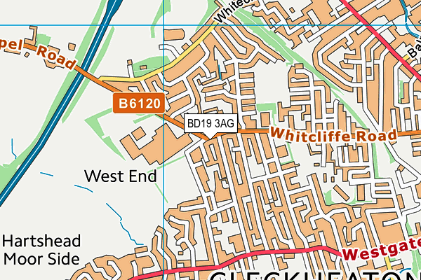 BD19 3AG map - OS VectorMap District (Ordnance Survey)