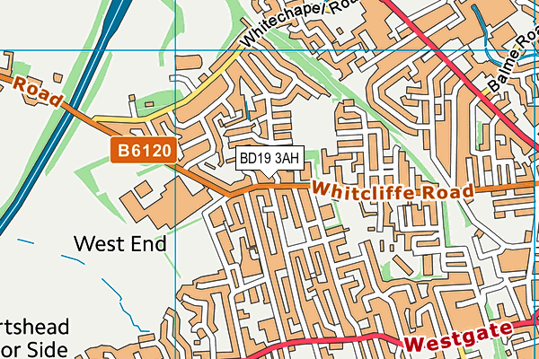 BD19 3AH map - OS VectorMap District (Ordnance Survey)