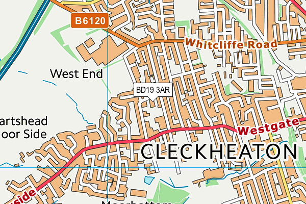 BD19 3AR map - OS VectorMap District (Ordnance Survey)