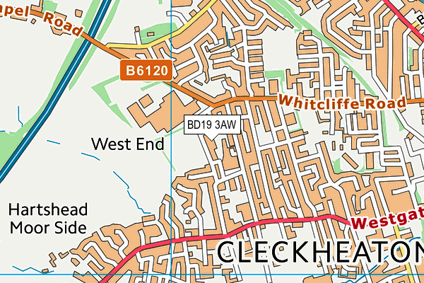 BD19 3AW map - OS VectorMap District (Ordnance Survey)