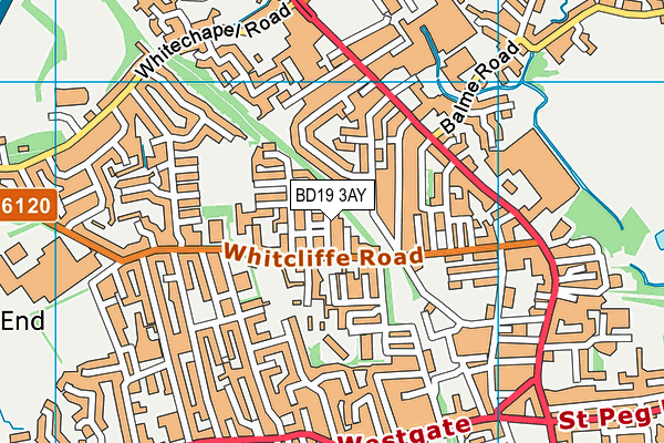 BD19 3AY map - OS VectorMap District (Ordnance Survey)