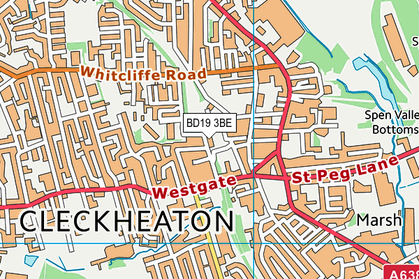 BD19 3BE map - OS VectorMap District (Ordnance Survey)