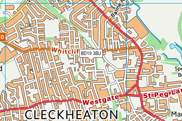 BD19 3BU map - OS VectorMap District (Ordnance Survey)
