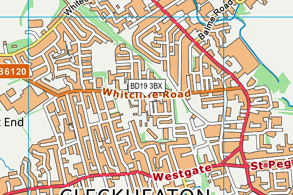 BD19 3BX map - OS VectorMap District (Ordnance Survey)