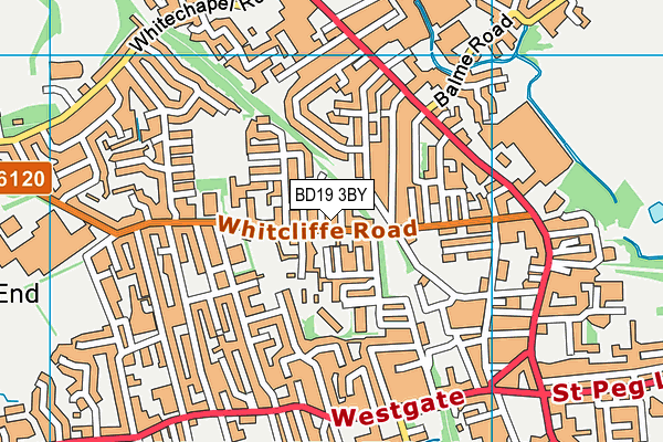 BD19 3BY map - OS VectorMap District (Ordnance Survey)