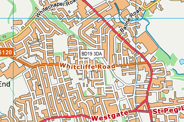 BD19 3DA map - OS VectorMap District (Ordnance Survey)