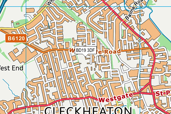 BD19 3DF map - OS VectorMap District (Ordnance Survey)