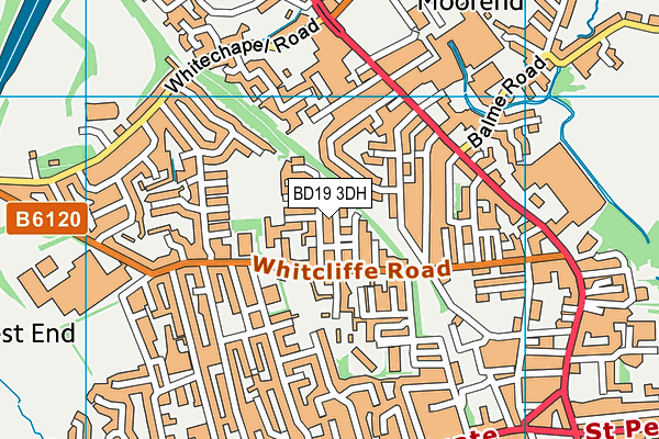 BD19 3DH map - OS VectorMap District (Ordnance Survey)