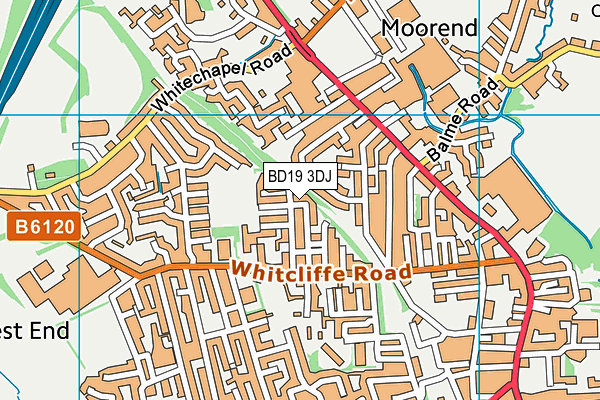 BD19 3DJ map - OS VectorMap District (Ordnance Survey)