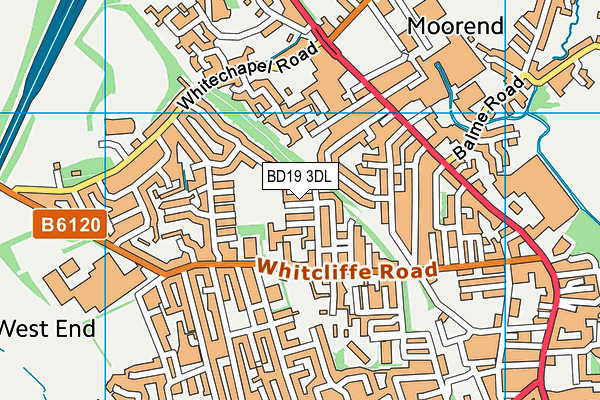 BD19 3DL map - OS VectorMap District (Ordnance Survey)