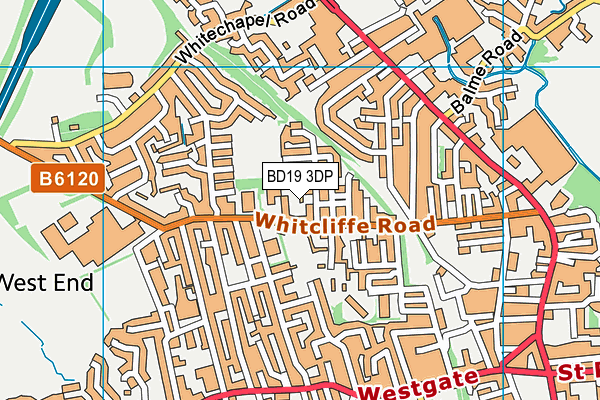 BD19 3DP map - OS VectorMap District (Ordnance Survey)