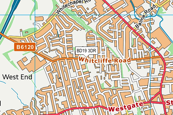 BD19 3DR map - OS VectorMap District (Ordnance Survey)