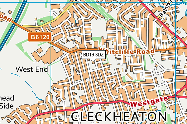 BD19 3DZ map - OS VectorMap District (Ordnance Survey)