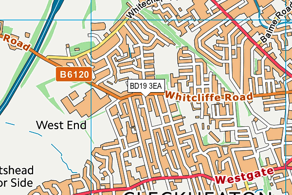 BD19 3EA map - OS VectorMap District (Ordnance Survey)