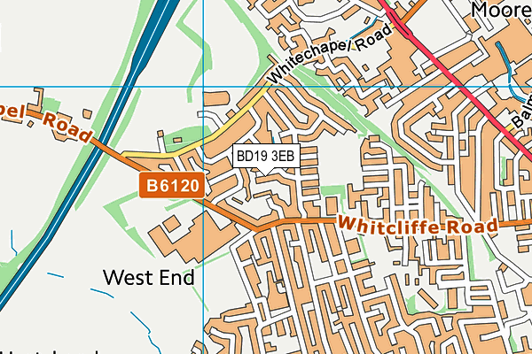 BD19 3EB map - OS VectorMap District (Ordnance Survey)