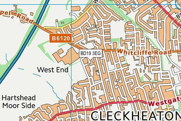 BD19 3EG map - OS VectorMap District (Ordnance Survey)