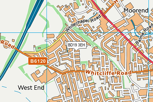 BD19 3EH map - OS VectorMap District (Ordnance Survey)
