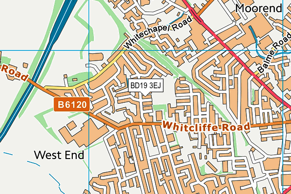 BD19 3EJ map - OS VectorMap District (Ordnance Survey)