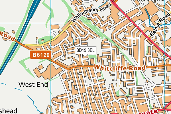 BD19 3EL map - OS VectorMap District (Ordnance Survey)