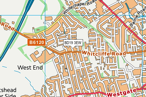 BD19 3EW map - OS VectorMap District (Ordnance Survey)