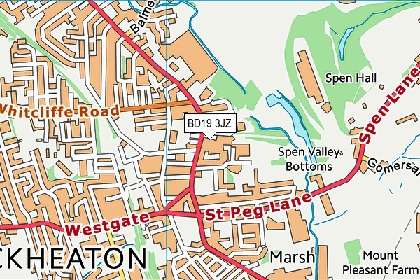 BD19 3JZ map - OS VectorMap District (Ordnance Survey)