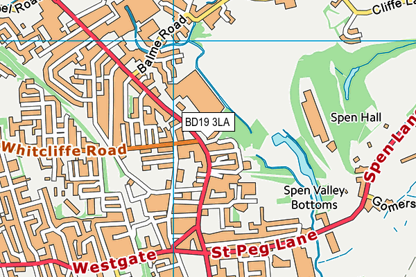 BD19 3LA map - OS VectorMap District (Ordnance Survey)