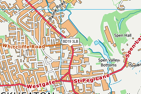 BD19 3LB map - OS VectorMap District (Ordnance Survey)